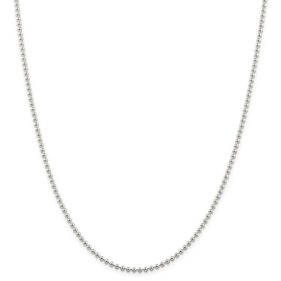 2.3mm Sterling Silver, Solid Beaded Chain Necklace, 24 Inch - Picture 3 of 8